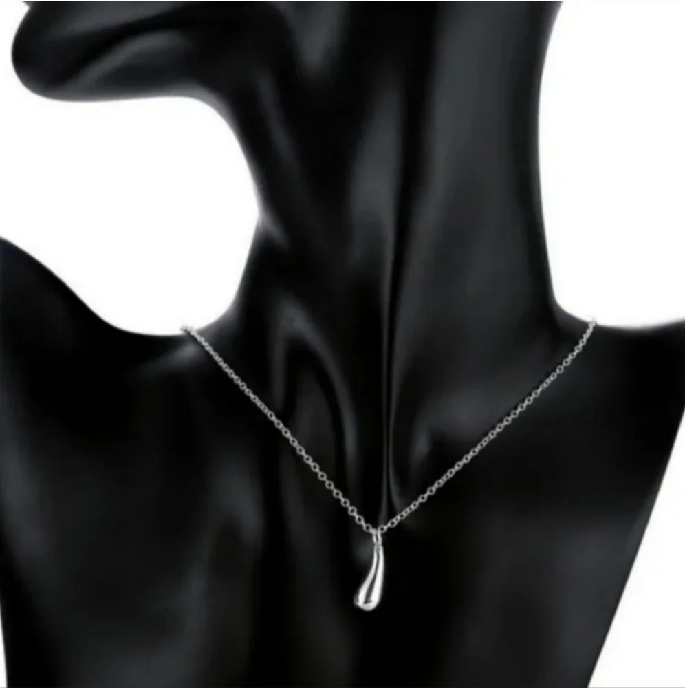 925 Sterling Silver Waterdrop Jewelry Set Bracelet Necklace Earrings and Ring - Picture 13 of 16